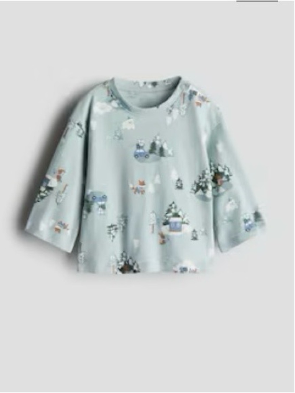 H&M 🎄 Kids Long Sleeve Woodland Tee Duo - Light Blue & Off-White - Pack of 2